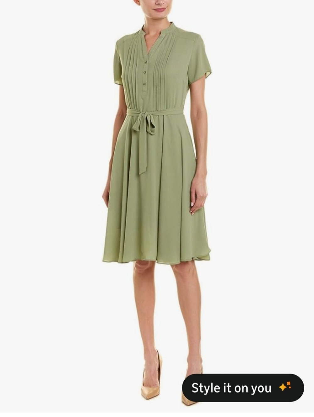 NWT Nanette Lepore Sage Green Pintuck Bodice Midi Dress